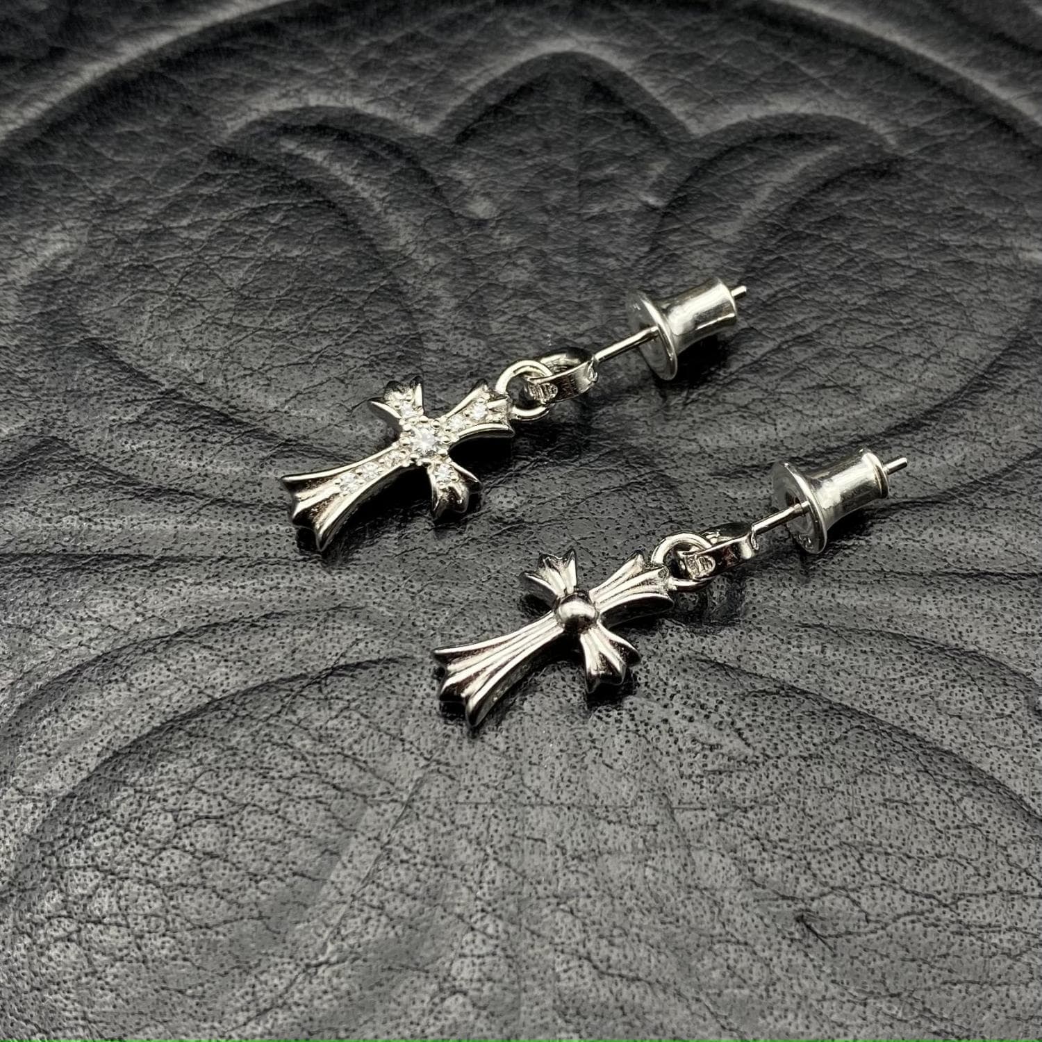 Platinum plated bbf earrings — view 1