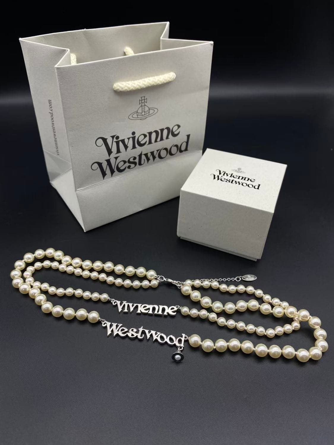 Double layered letter necklace — view 1